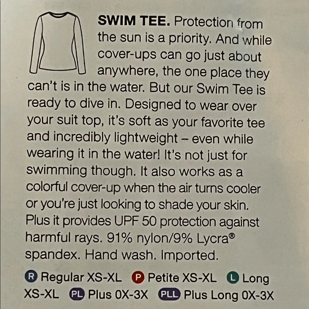 Lands’ End Swim Tee Long Sleeve UPF 50 Size Small Blue With White Polka Dots - Picture 6 of 7